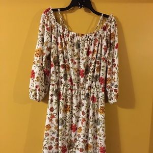 Women’s cream floral off the shoulder dress size M